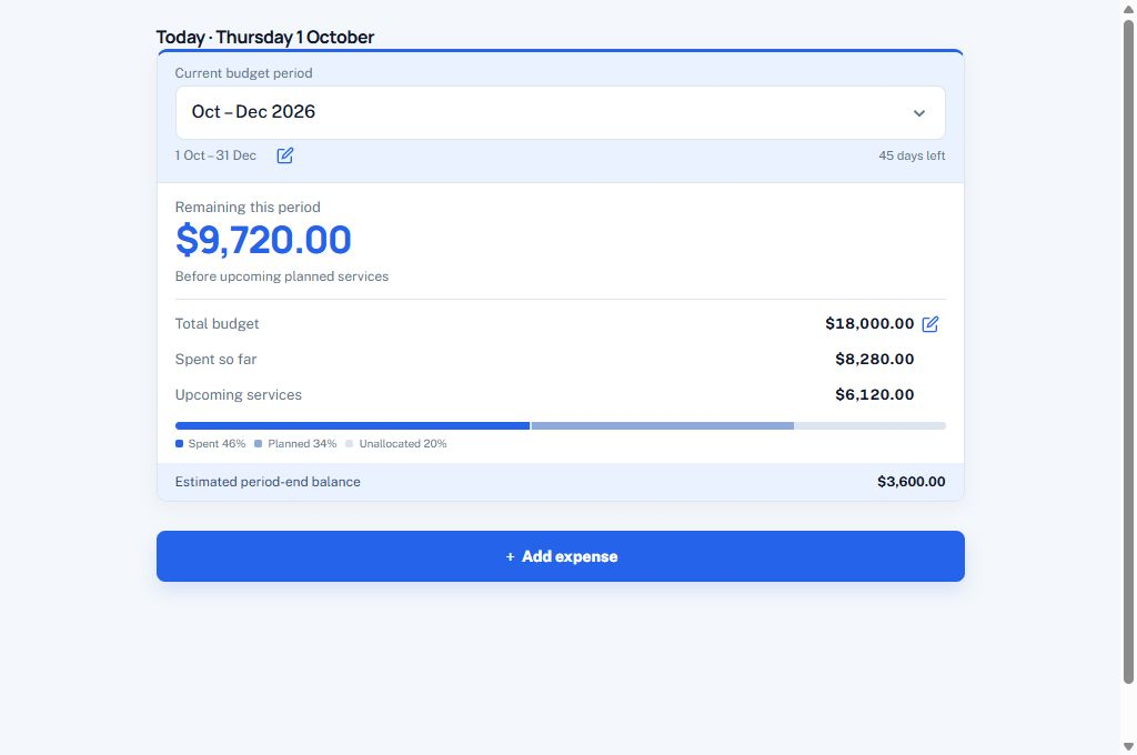 MyCareFunds Home at desktop width, using sample records
